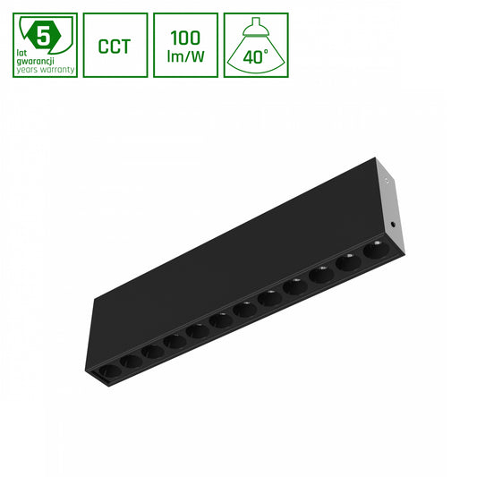 LED Grid S Surface Mounted Deckenleuchte 12W  40° 1200lm schwarz IP20 Aufbau UGR&gt;19 CCT 2700-4000K
