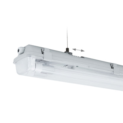 LED LIMEA Feuchtraumleuchte Wannenleuchte 132cm IP65 grau für 2 x T8 LED Roehre G13 120cm