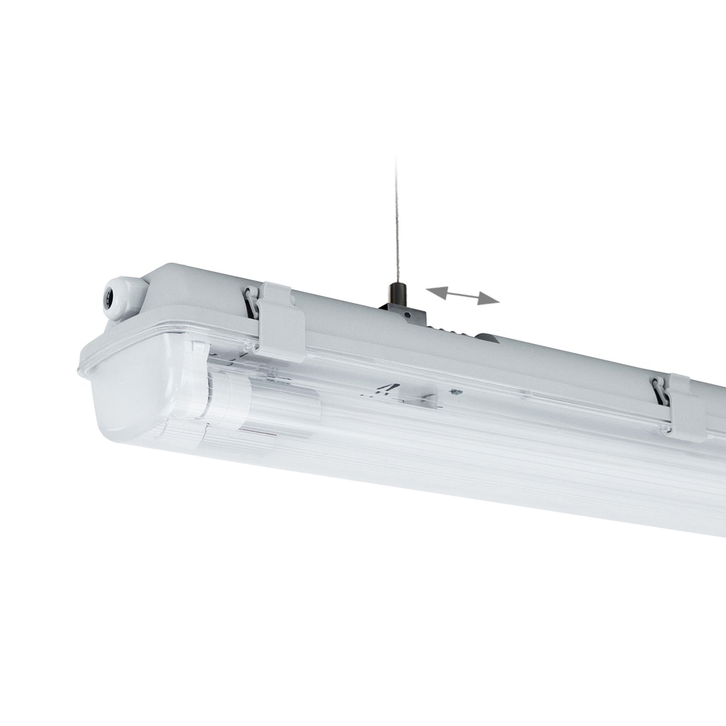 LED LIMEA Feuchtraumleuchte Wannenleuchte 160cm IP65 grau für 2 x T8 LED Roehre G13 150cm