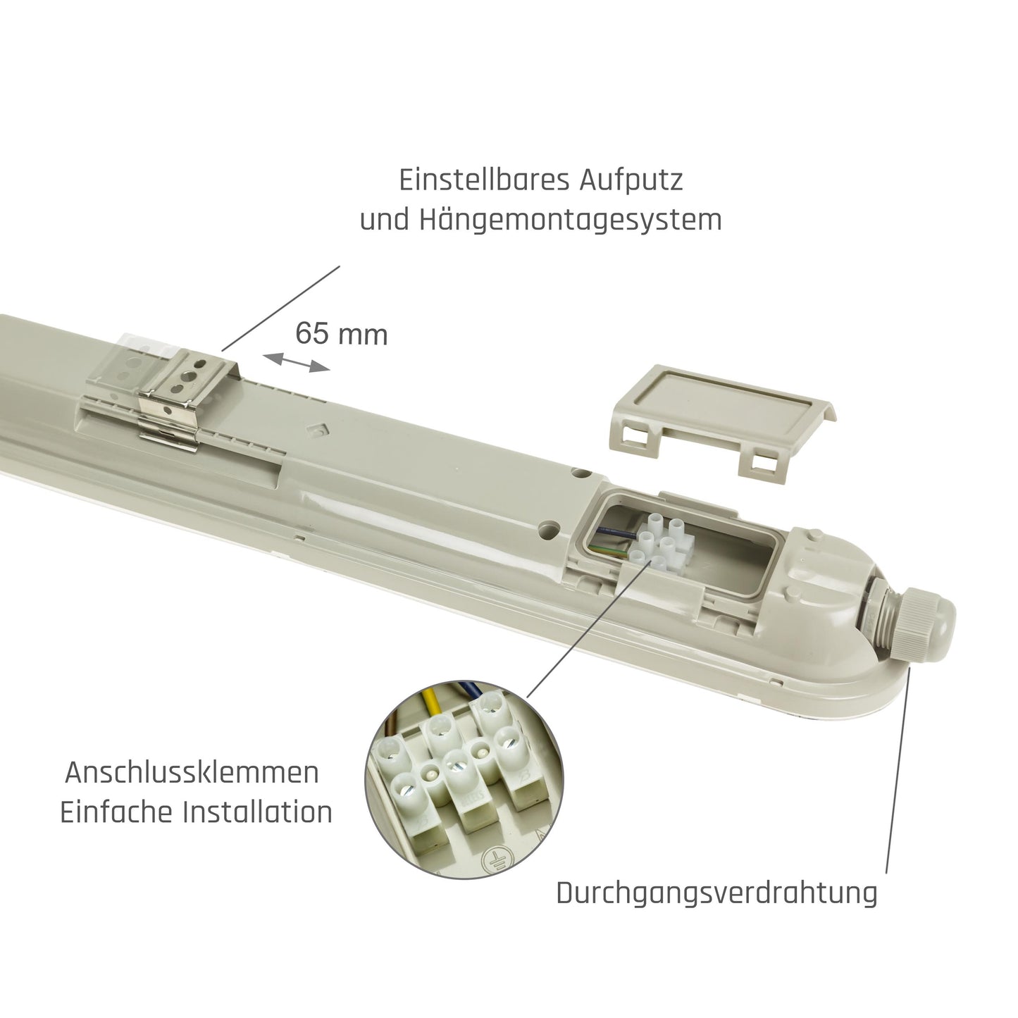 LED LIMEA GIGANT HERMETIC 52W 150cm Feuchtraumleuchte 8900lm Wannenleuchte IP65 grau Kaltweiss 6000K