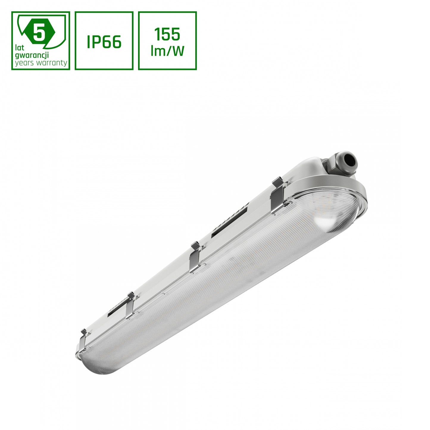 Spectrum LED LIMEA GIGANT PRO 12W/21W 60cm damp-proof light 3250lm diffuser light IP66 grey IK10 neutral white 4000K