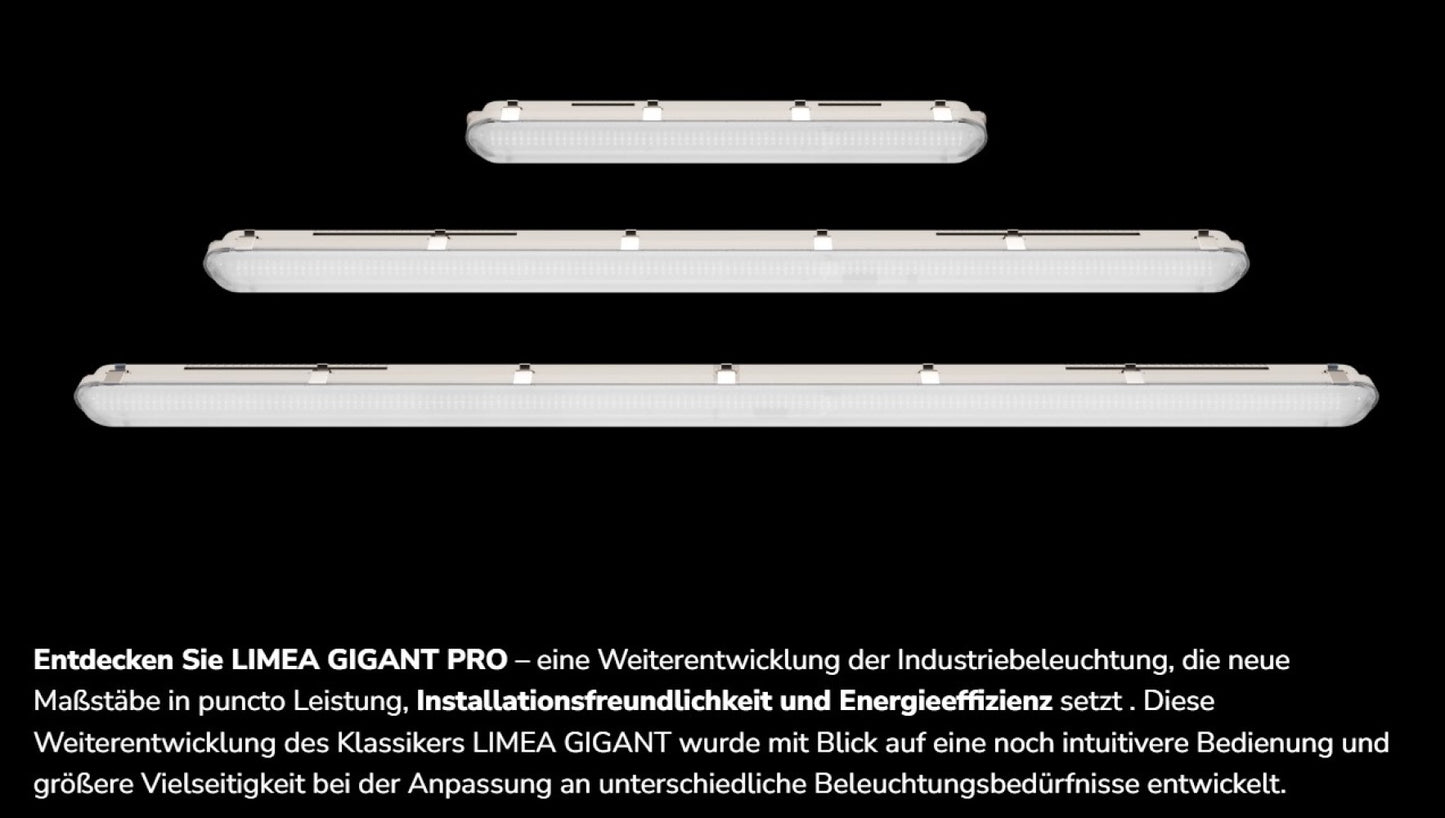 LED LIMEA GIGANT PRO 12W/21W 60cm Feuchtraumleuchte 3250lm Wannenleuchte IP66 grau IK10 Neutralweiss 4000K