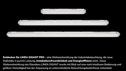 LED LIMEA GIGANT PRO 12W/21W 60cm Feuchtraumleuchte 3250lm Wannenleuchte IP66 grau IK10 Neutralweiss 4000K