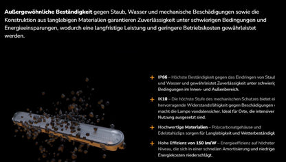 LED LIMEA GIGANT PRO 20-40W 120cm Feuchtraumleuchte 6200lm Wannenleuchte IP66 grau IK10 Kaltweiss 6000K