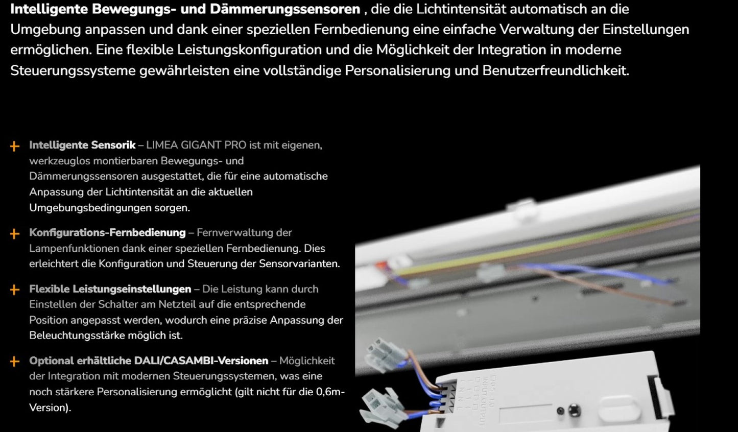 Spectrum LED LIMEA GIGANT PRO 40-85W 150cm Feuchtraumleuchte 13200lm Wannenleuchte IP66 grau IK10 Kaltweiß 6000K DALI - Sonderanfertigung