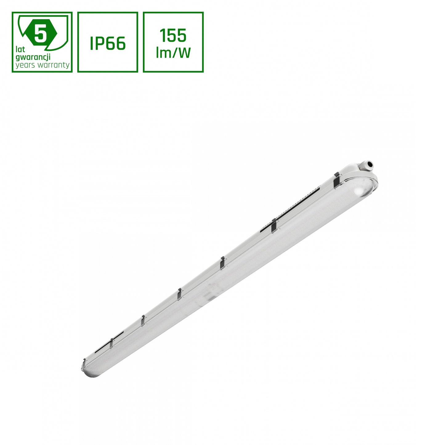Spectrum LED LIMEA GIGANT PRO 40-85W 150cm Feuchtraumleuchte 13200lm Wannenleuchte IP66 grau IK10 Kaltweiß 6000K DALI mit Notlichtfunktion - Sonderanfertigung