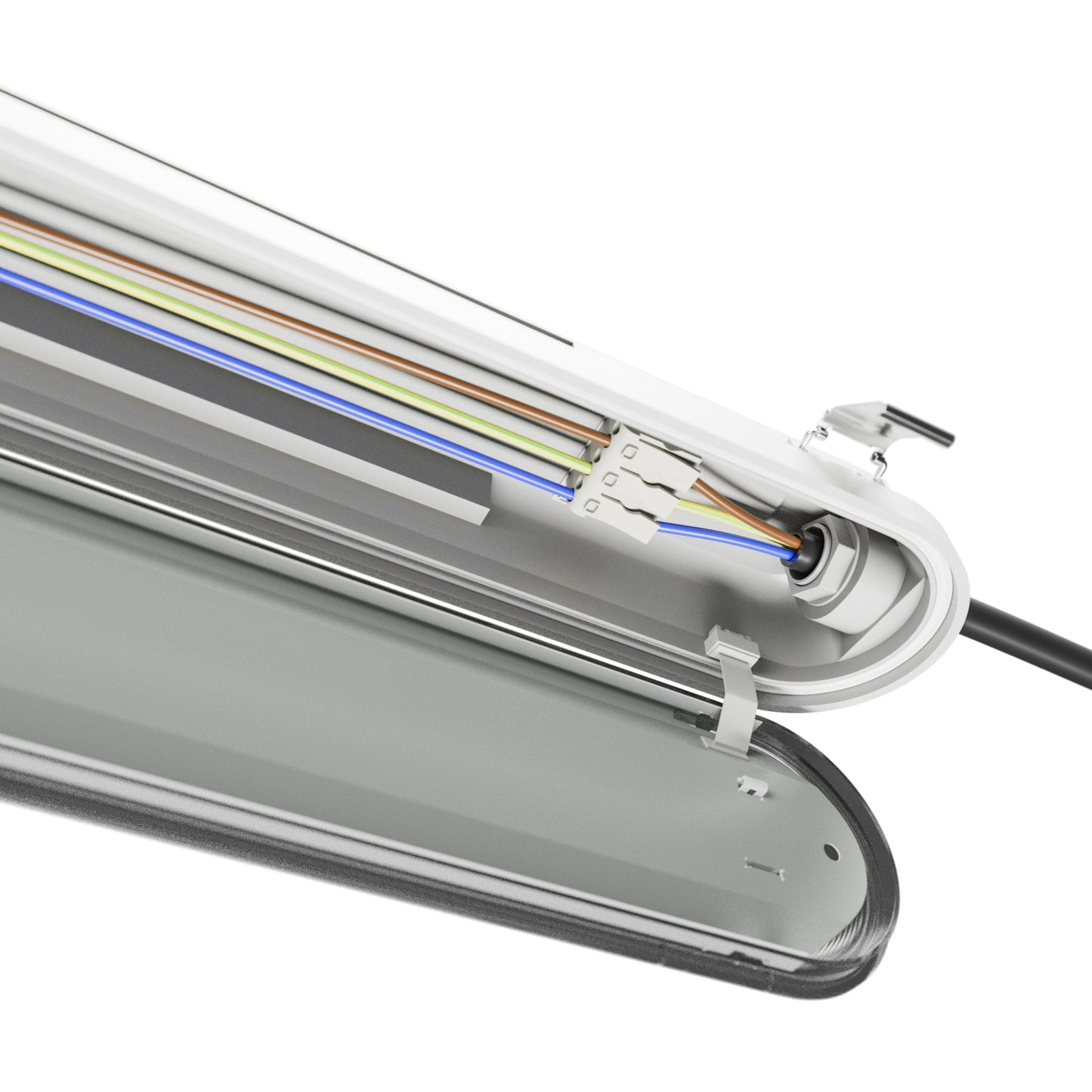 Spectrum LED LIMEA GIGANT PRO 40-85W 150cm damp-proof light 13200lm diffuser light IP66 grey IK10 cold white 6000K