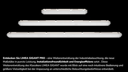 Spectrum LED LIMEA GIGANT PRO 40-85W 150cm damp-proof light 13200lm diffuser light IP66 grey IK10 neutral white 4000K