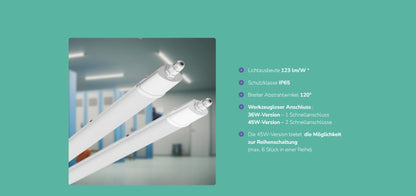 LED LIMEA MINI II 45W 150cm Feuchtraumleuchte 5500lm weiss IP65 Neutralweiss 4000K
