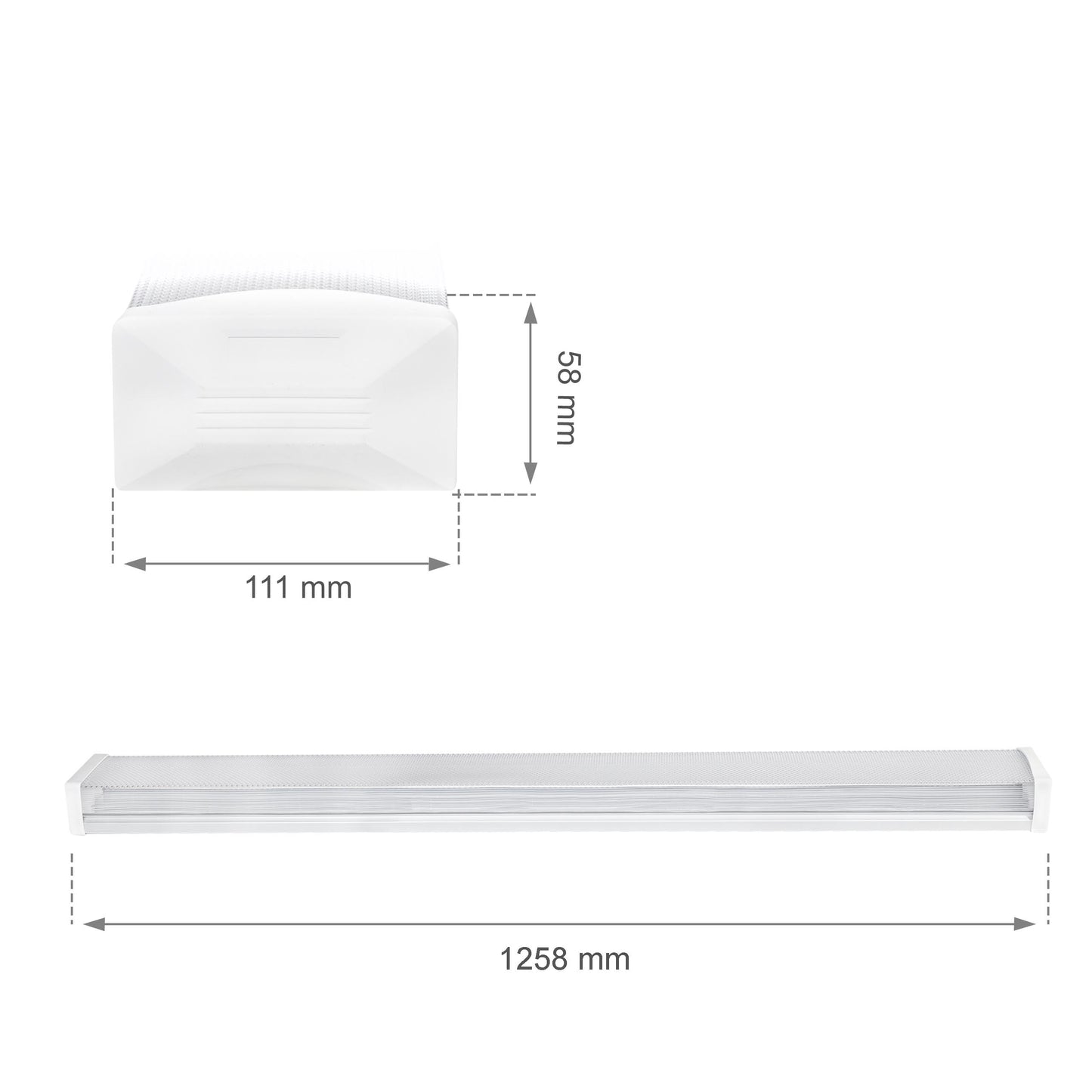 LED LIMEA PRISMATICA 120cm Deckenleuchte 40W 5100lm weiss 100° IK10 230V IP44 Neutralweiss 4000K