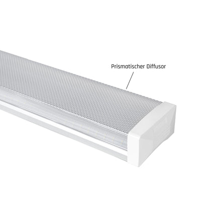 LED LIMEA PRISMATICA 120cm Deckenleuchte 40W 5100lm weiss 100° IK10 230V IP44 Neutralweiss 4000K