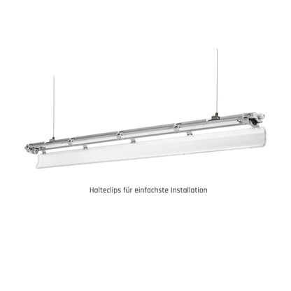LED LIMEA TRI PROOF Feuchtraumleuchte Wannenleuchte 127cm IP65 grau für 2 x T8 LED Röhre G13 120cm