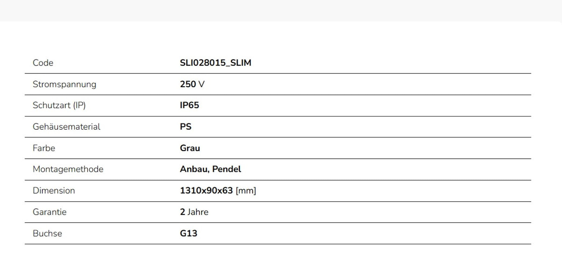 LED LIMEA TRI PROOF Feuchtraumleuchte Wannenleuchte 127cm IP65 grau für 2 x T8 LED Röhre G13 120cm