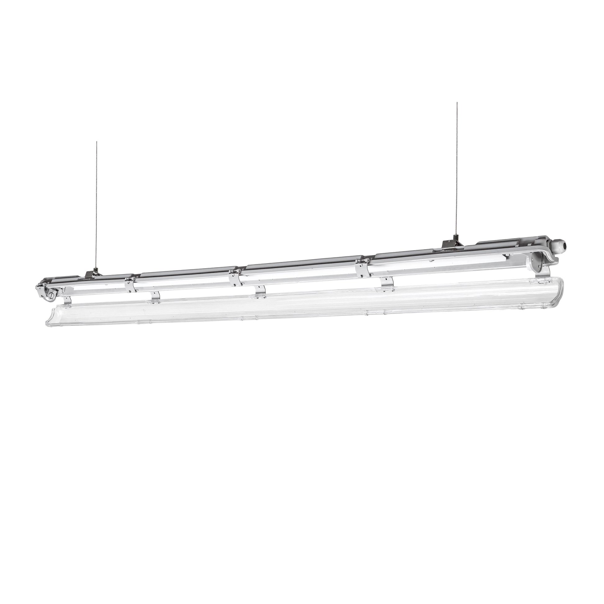 Feuchtraumleuchte Wannenleuchte 161cm IP65 grau fuer 1 x T8 LED Roehre G13 150cm