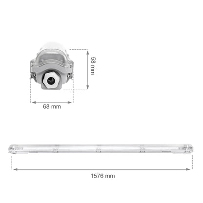 Feuchtraumleuchte Wannenleuchte 161cm IP65 grau fuer 1 x T8 LED Roehre G13 150cm