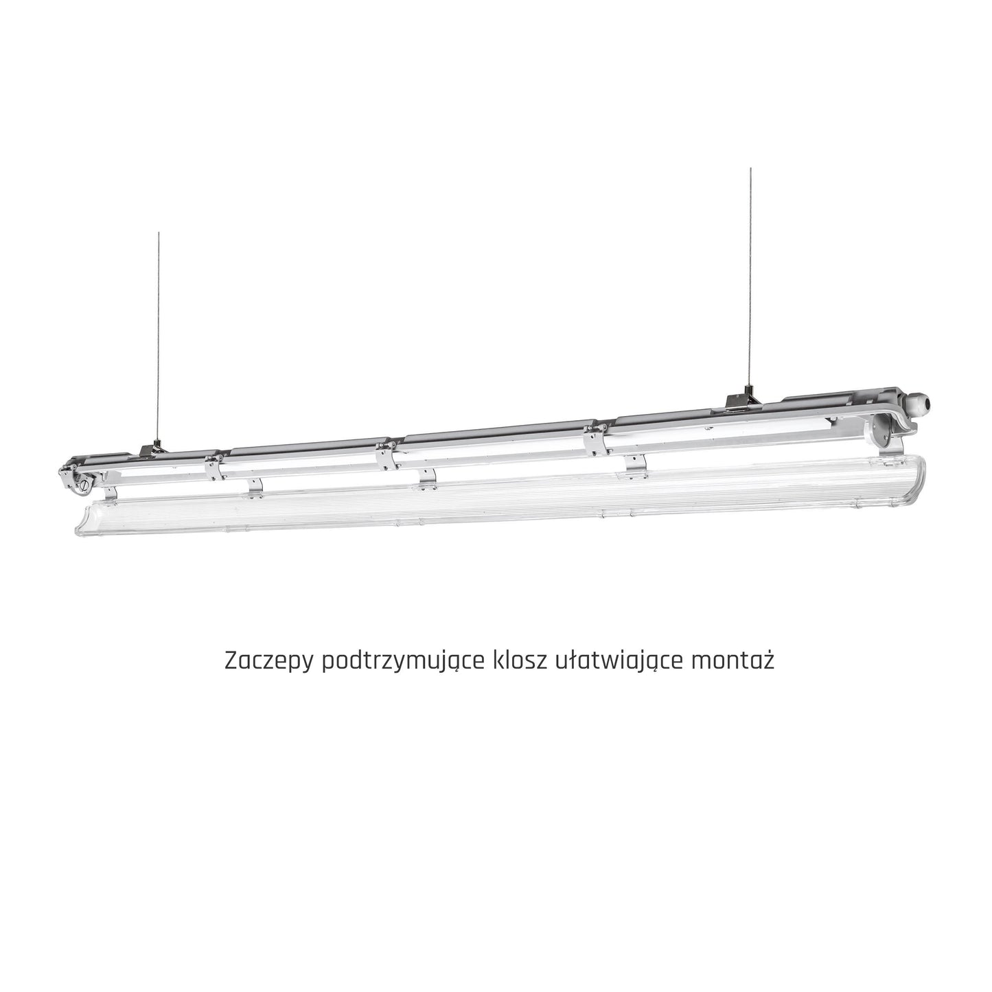 Feuchtraumleuchte Wannenleuchte 161cm IP65 grau fuer 1 x T8 LED Roehre G13 150cm