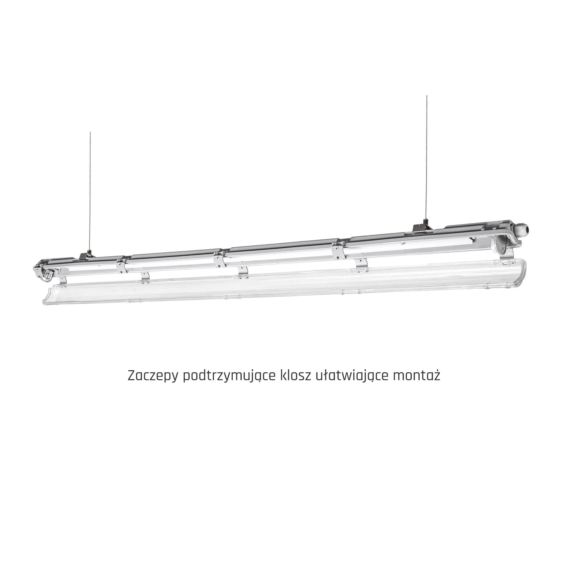 Feuchtraumleuchte Wannenleuchte 161cm IP65 grau fuer 1 x T8 LED Roehre G13 150cm