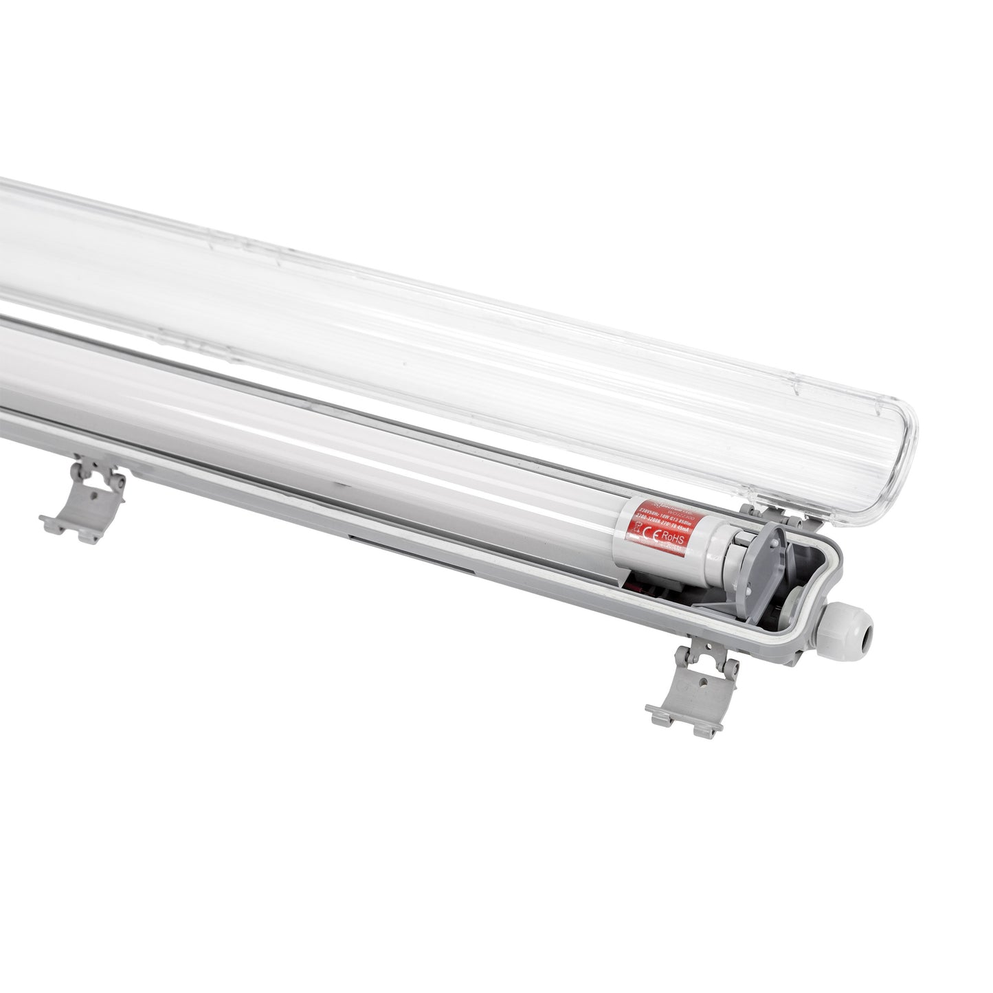 Feuchtraumleuchte Wannenleuchte 161cm IP65 grau fuer 1 x T8 LED Roehre G13 150cm