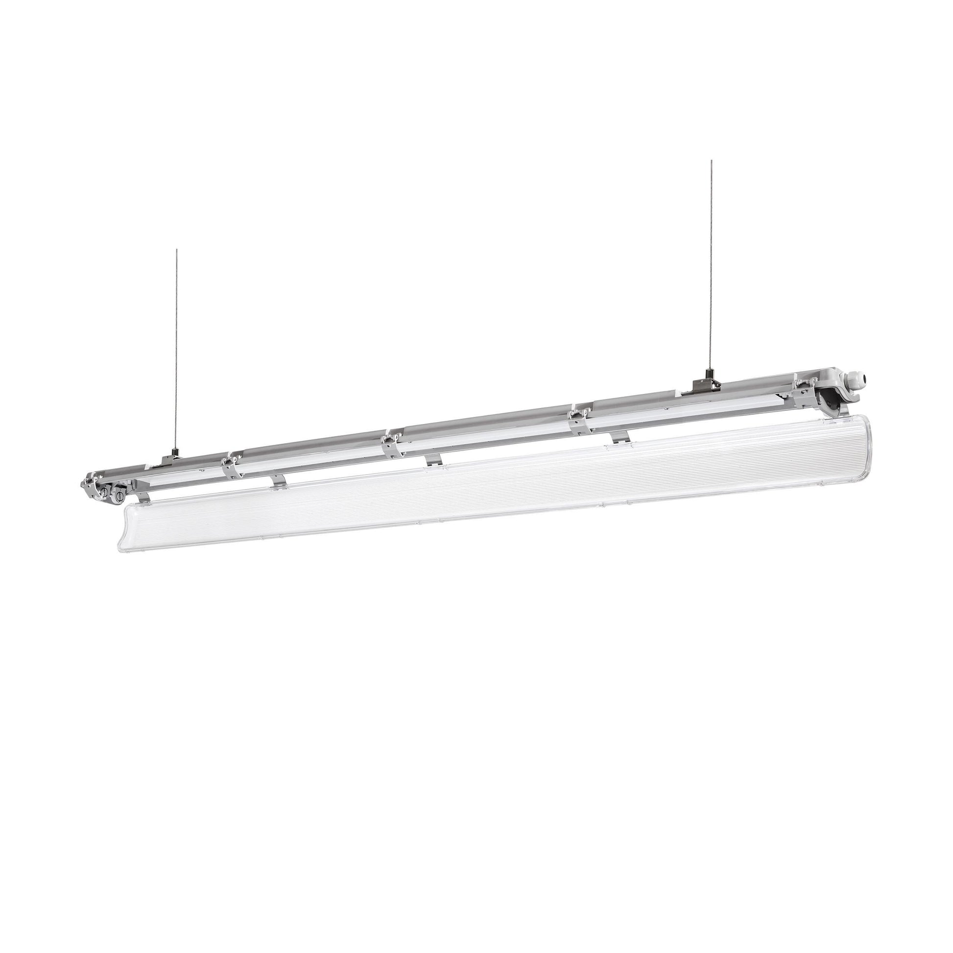 Feuchtraumleuchte Wannenleuchte 161cm IP65 grau fuer 2 x T8 LED Roehre G13 150cm