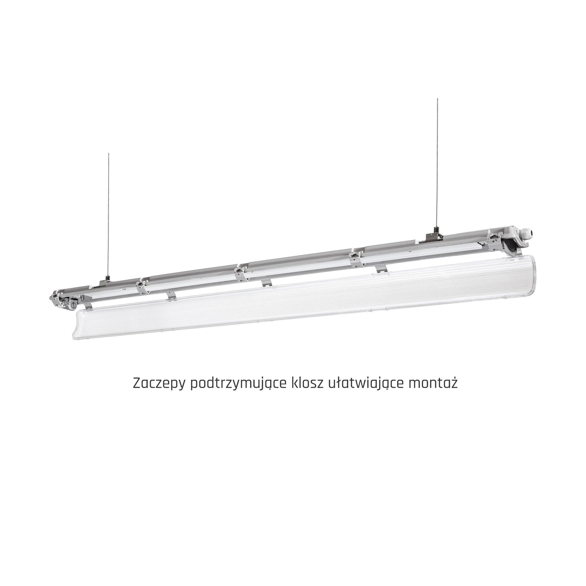Feuchtraumleuchte Wannenleuchte 161cm IP65 grau fuer 2 x T8 LED Roehre G13 150cm