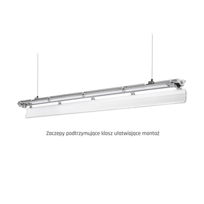 Feuchtraumleuchte Wannenleuchte 161cm IP65 grau fuer 2 x T8 LED Roehre G13 150cm