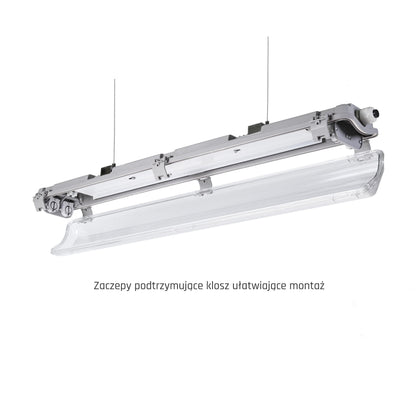 LED LIMEA TRI PROOF Feuchtraumleuchte Wannenleuchte 67cm IP65 grau fuer 2 x T8 LED Roehre G13 60cm