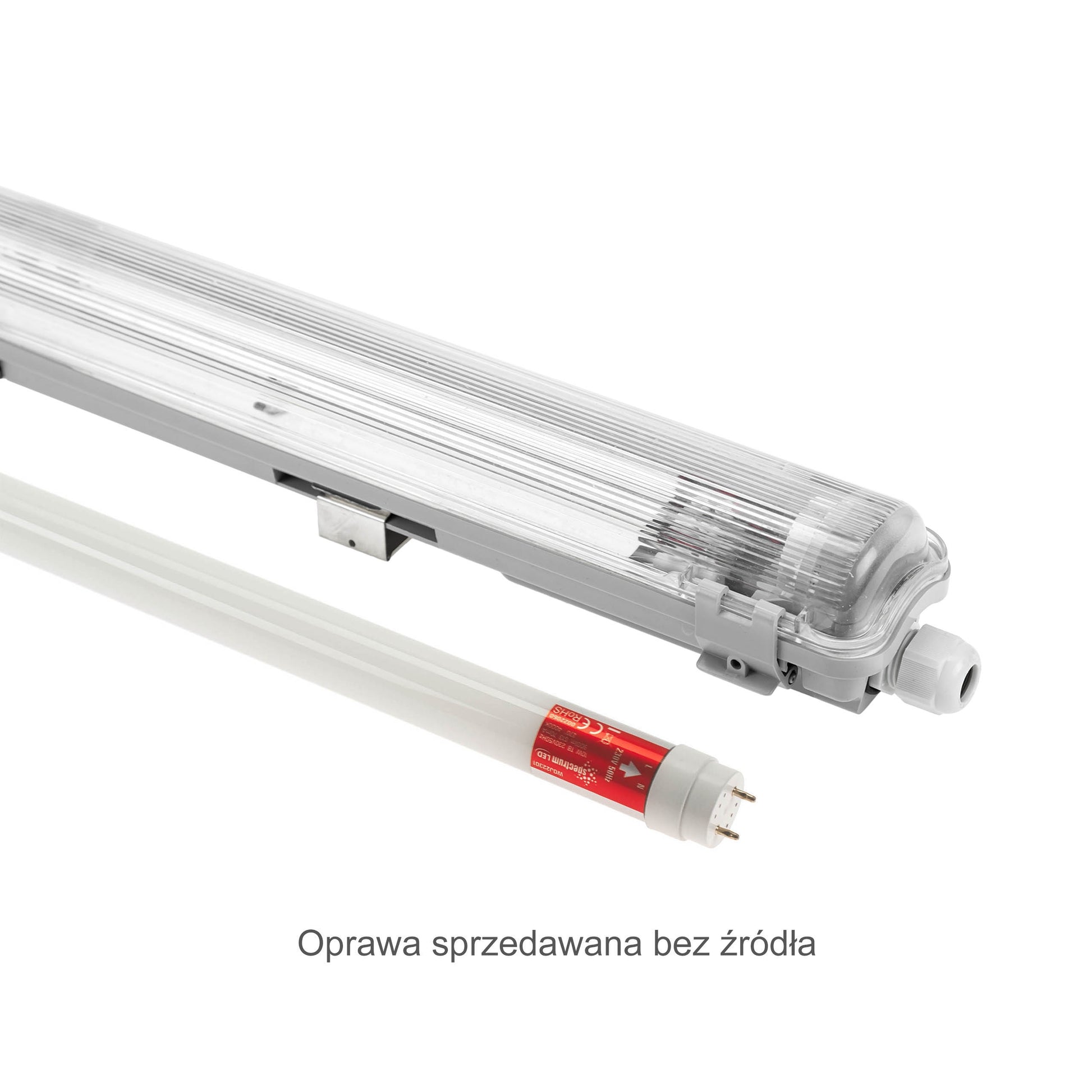 Feuchtraumleuchte Wannenleuchte 71cm IP65 grau fuer 1 x T8 LED Roehre G13 60cm