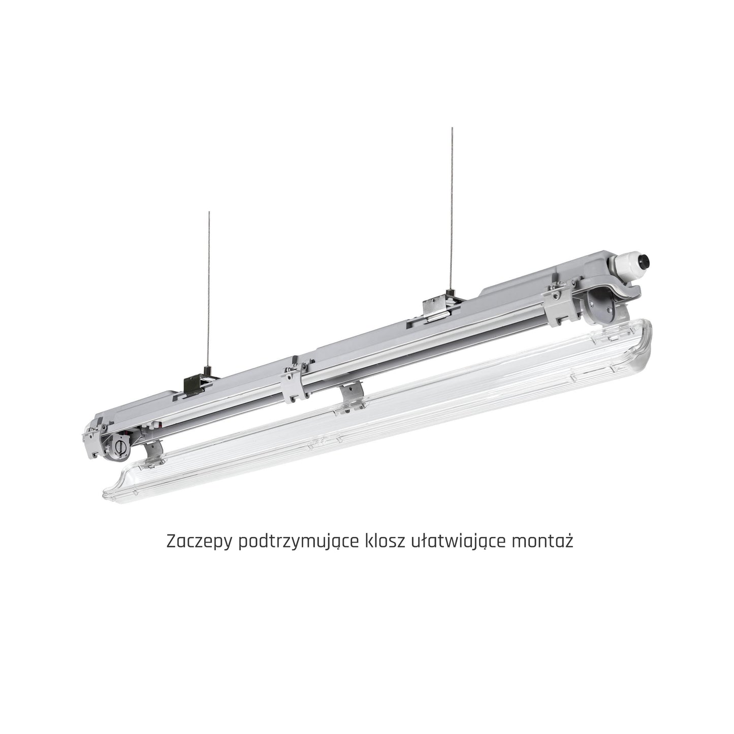 Feuchtraumleuchte Wannenleuchte 71cm IP65 grau fuer 1 x T8 LED Roehre G13 60cm