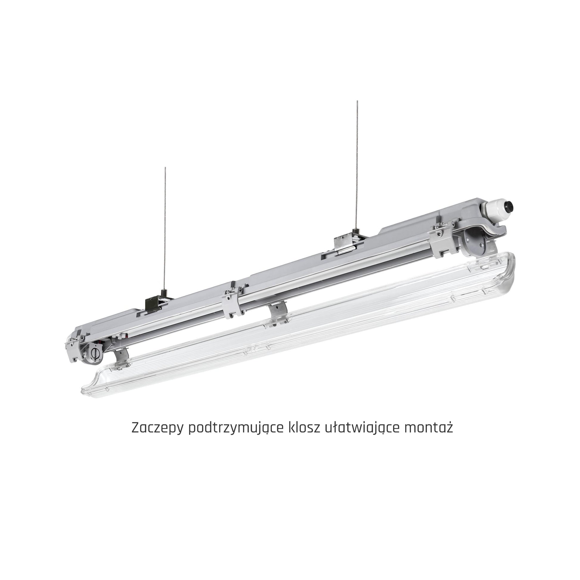 Feuchtraumleuchte Wannenleuchte 71cm IP65 grau fuer 1 x T8 LED Roehre G13 60cm