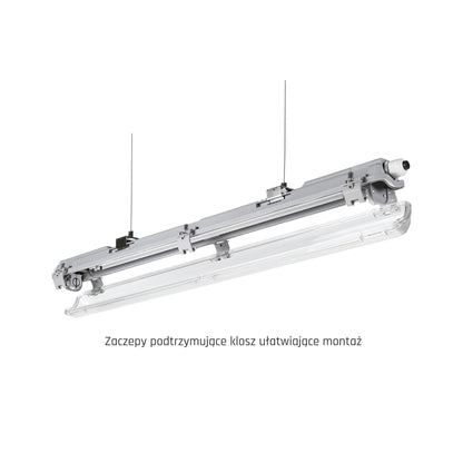 Feuchtraumleuchte Wannenleuchte 71cm IP65 grau fuer 1 x T8 LED Roehre G13 60cm