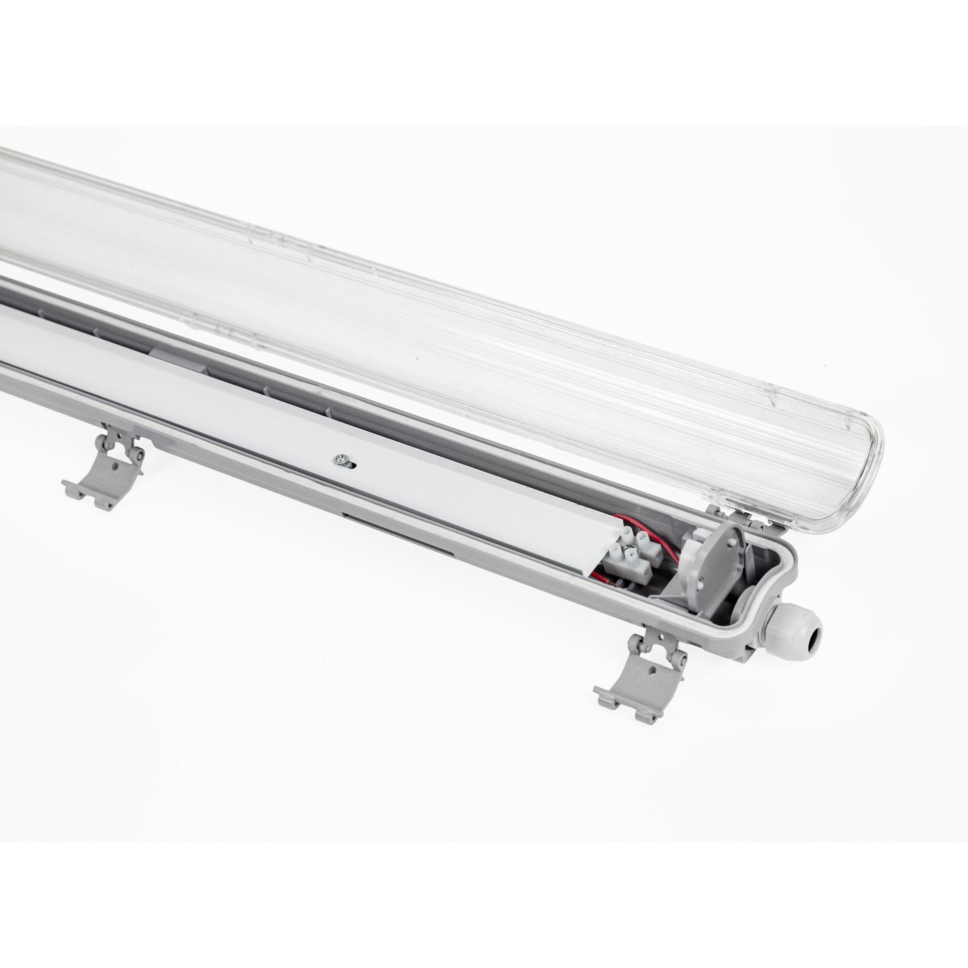 Feuchtraumleuchte Wannenleuchte 71cm IP65 grau fuer 1 x T8 LED Roehre G13 60cm