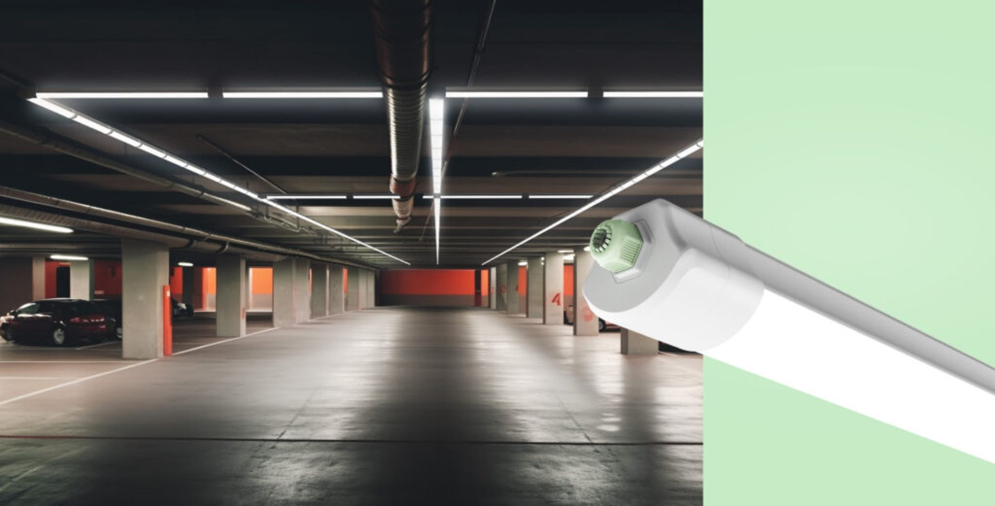 LED LIMEA VARIO HERMETIC 30/40/50W 150cm Feuchtraumleuchte 8750lm 120° IP65 grau IK08 3 CCT 3000-6000K