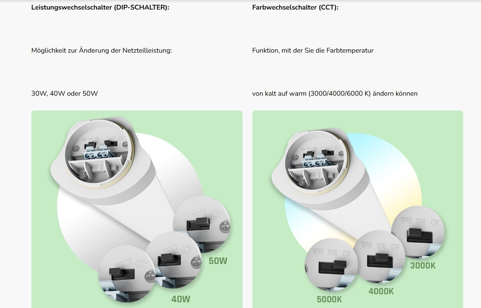 LED LIMEA VARIO HERMETIC 30/40/50W 150cm Feuchtraumleuchte 8750lm 120° IP65 grau IK08 3 CCT 3000-6000K