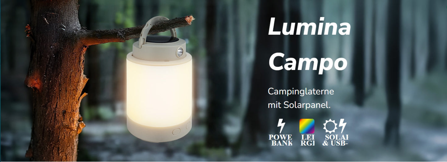 LED LUMINA CAMPO 2W Campingleuchte 400lm 3,7V Cremig IP20 Solar 3000-6500K CCT RGB