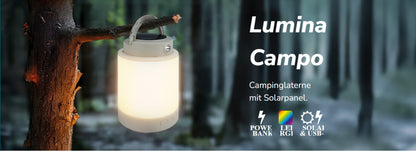 LED LUMINA CAMPO 2W Campingleuchte 400lm 3,7V Cremig IP20 Solar 3000-6500K CCT RGB