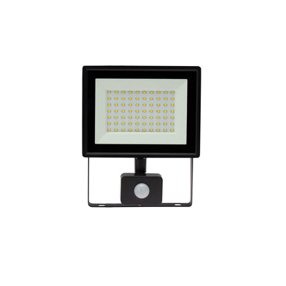 LED LUX 3 Fluter schwarz 50W Strahler 4700lm IP44 Kalt 6000K mit Bewegungsmelder