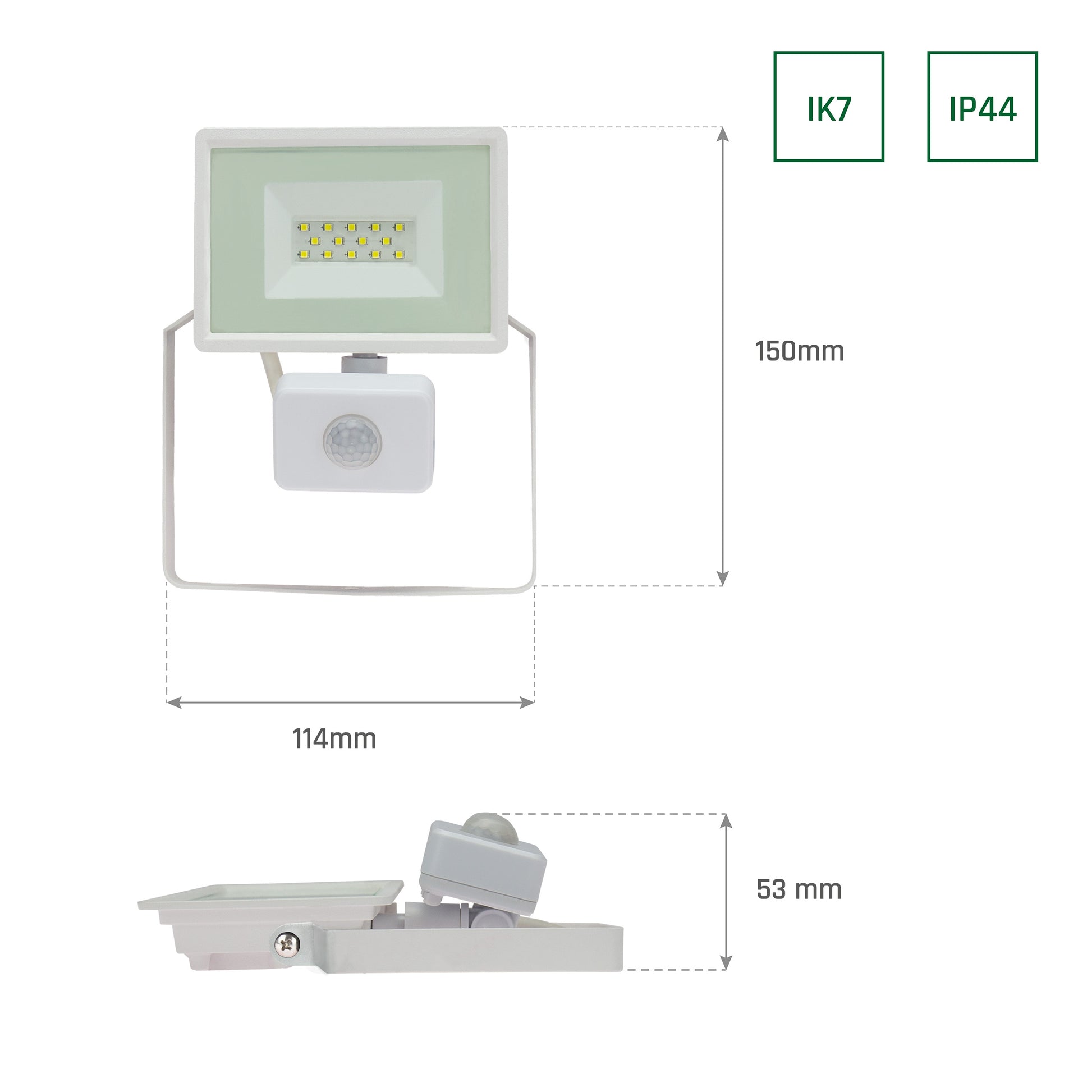 LED LUX 3 Fluter weiß 10W Strahler 1000lm IP44 Kaltweiß 6000K mit Bewegungsmelder