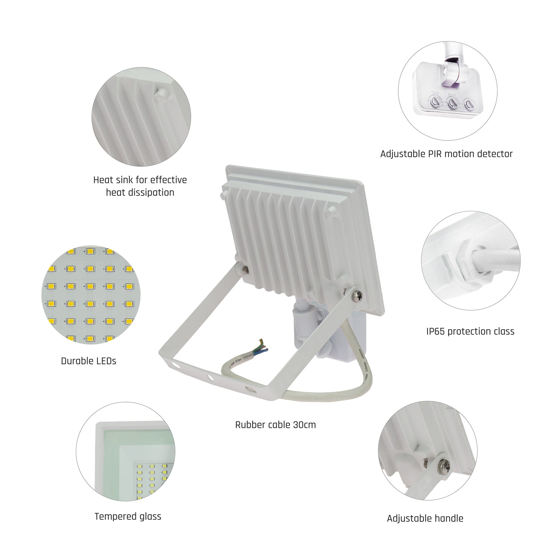 LED LUX 3 Fluter weiß 30W Strahler 2900lm IP44 Kaltweiß 6000K mit Bewegungsmelder