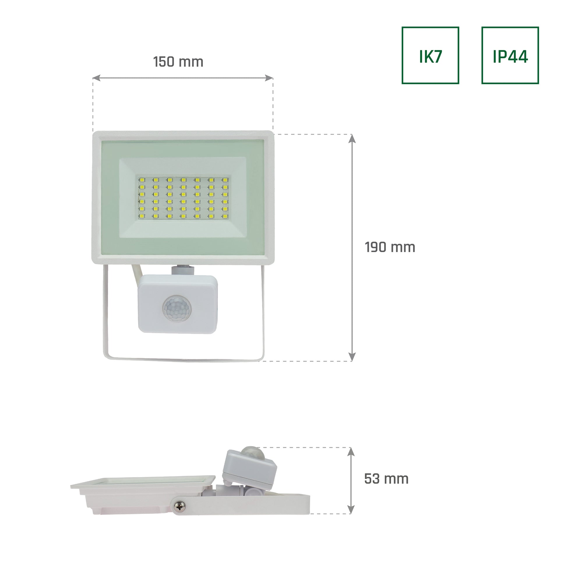 LED LUX 3 Fluter weiß 30W Strahler 2900lm IP44 Kaltweiß 6000K mit Bewegungsmelder