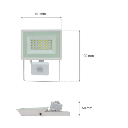 LED LUX 3 Fluter weiß 30W Strahler 2900lm IP44 Kaltweiß 6000K mit Bewegungsmelder