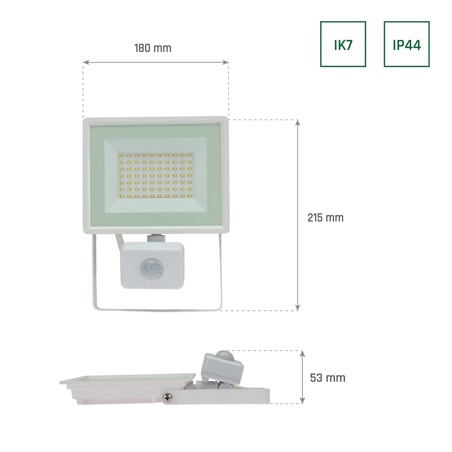 LED LUX 3 Fluter weiß 50W Strahler 4300lm IP44 Warmweiß 3000K mit Bewegungsmelder