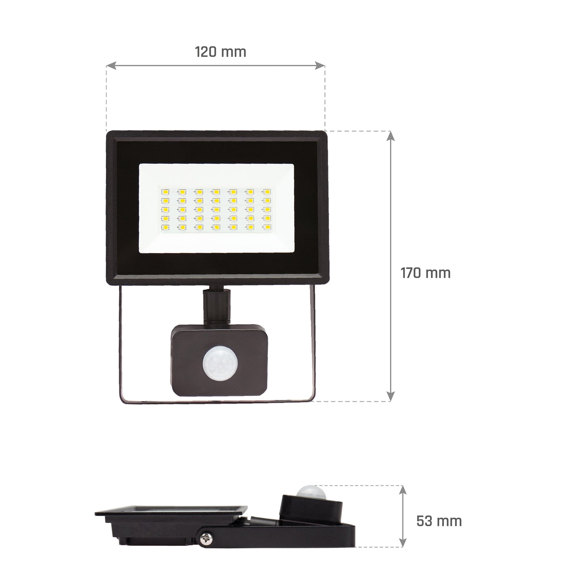 LED LUX3 Fluter schwarz 20W Strahler 2000lm IP44 Neutral 4000K mit Bewegungsmelder