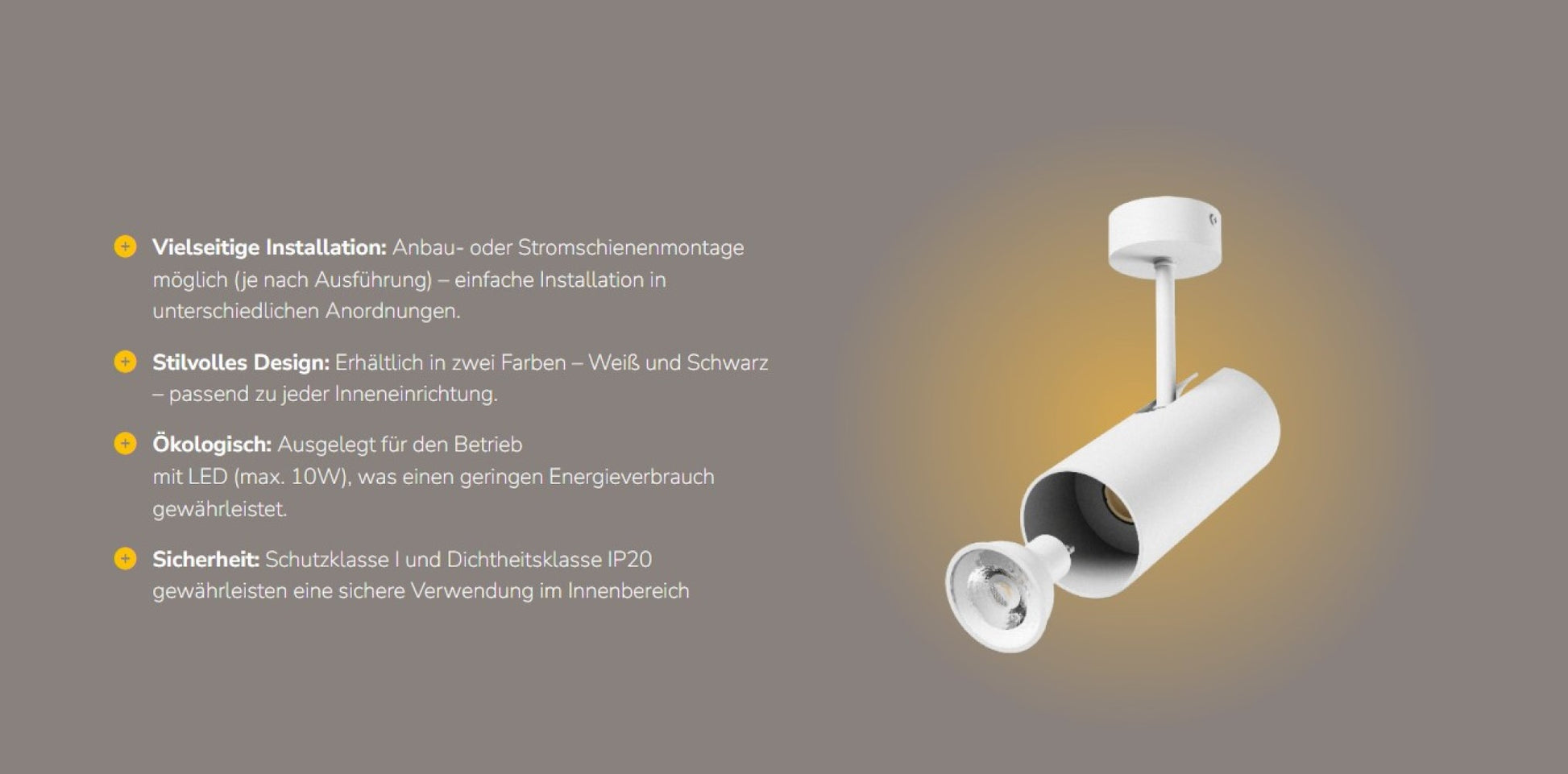 LED MADARA LIBRA GU10 Aufbauleuchte max. 10W Deckenleuchte 250V schwarz IP20 rund