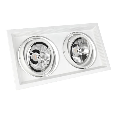 LED MDD Maxi Due GU10 AR111 2fach Einbaustrahler max. 2x 25W schwenkbar weiss eckig