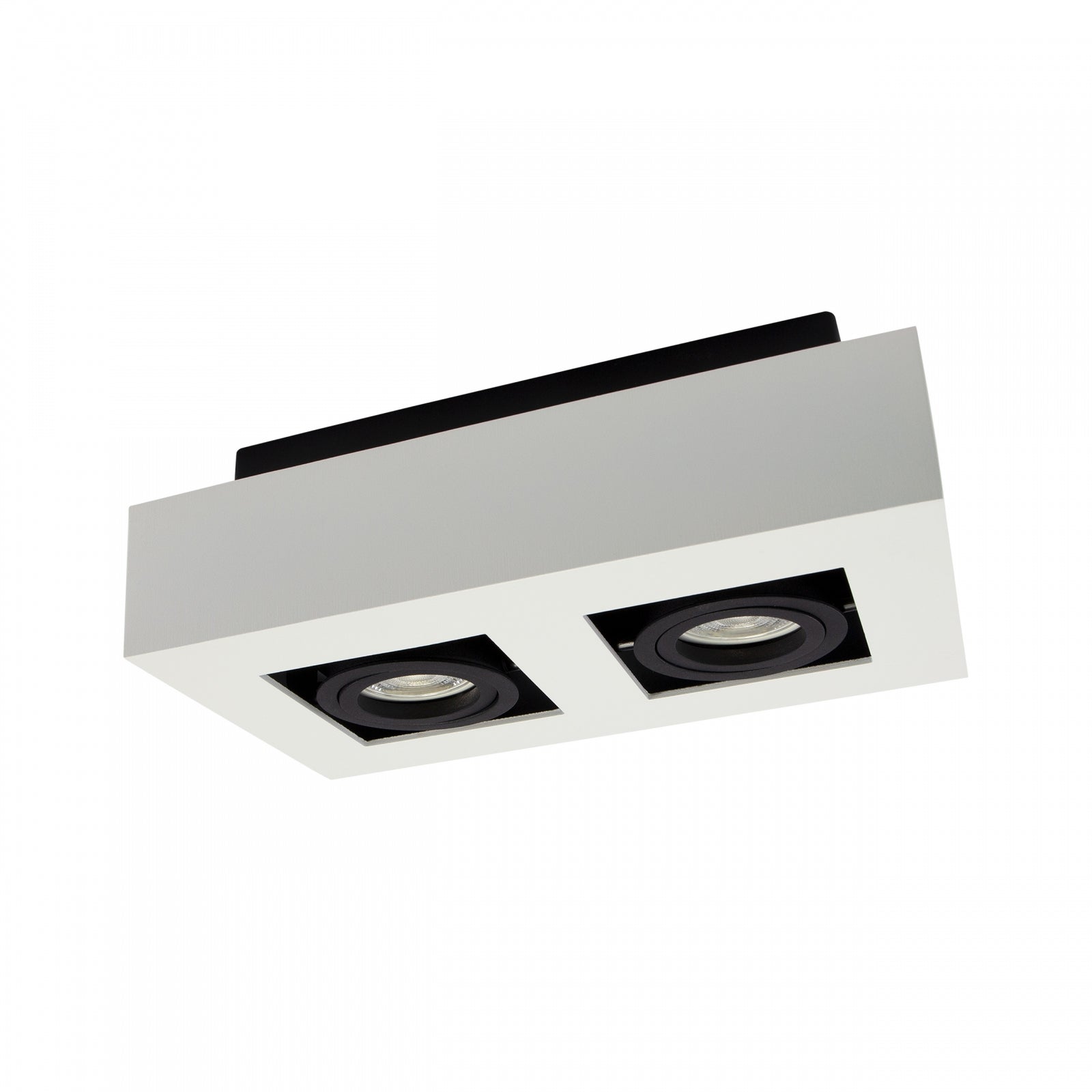 LED Mirora GU10 2 fach Deckenleuchte schwarz &amp; weiss schwenkbar IP20 max.35W eckig