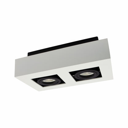 LED Mirora GU10 2 fach Deckenleuchte schwarz &amp; weiss schwenkbar IP20 max.35W eckig