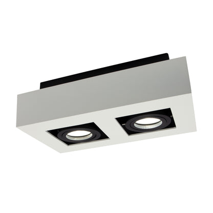 LED Mirora GU10 2 fach Deckenleuchte schwarz &amp; weiss schwenkbar IP20 max.35W eckig