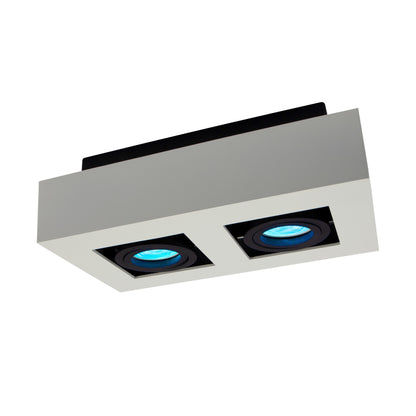 LED Mirora GU10 2 fach Deckenleuchte schwarz &amp; weiss schwenkbar IP20 max.35W eckig