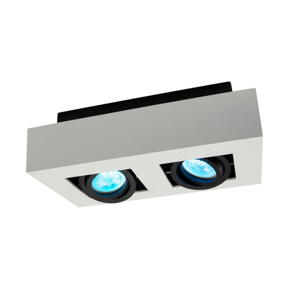 LED Mirora GU10 2 fach Deckenleuchte schwarz &amp; weiss schwenkbar IP20 max.35W eckig