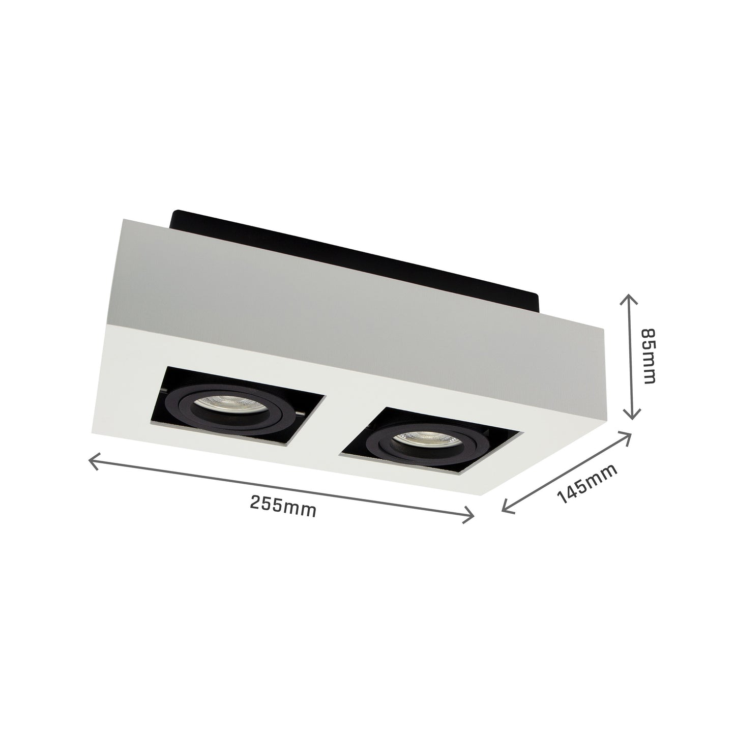 LED Mirora GU10 2 fach Deckenleuchte schwarz &amp; weiss schwenkbar IP20 max.35W eckig